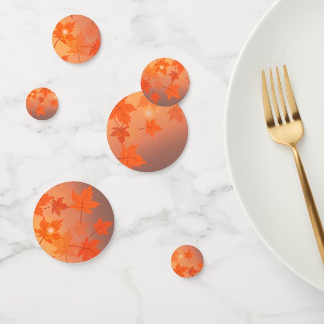 Autumn design with maple leaves and bokeh effect  confetti (Group)