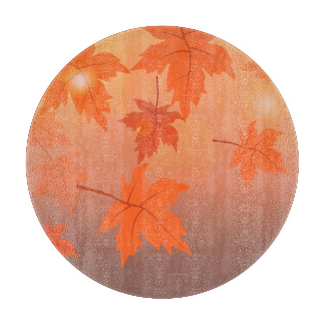 Autumn design with maple leaves and bokeh effect   cutting board (Front)