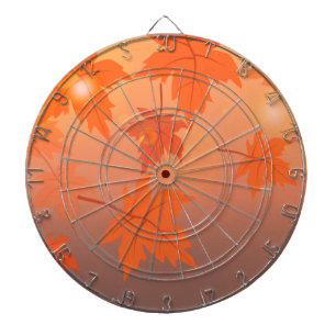 Autumn design with maple leaves and bokeh effect  dartboard