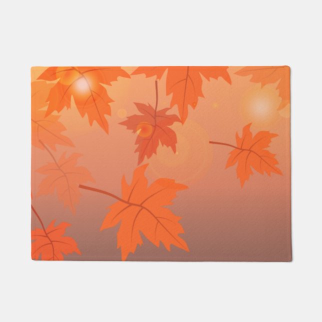 Autumn design with maple leaves and bokeh effect   doormat (Front)