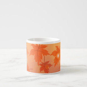 Autumn design with maple leaves and bokeh effect espresso cup