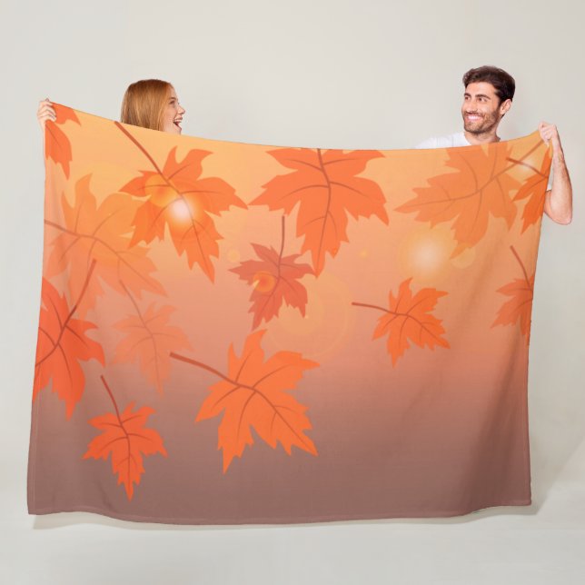 Autumn design with maple leaves and bokeh effect   fleece blanket (In Situ)