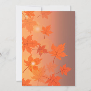 Autumn design with maple leaves and bokeh effect invitation
