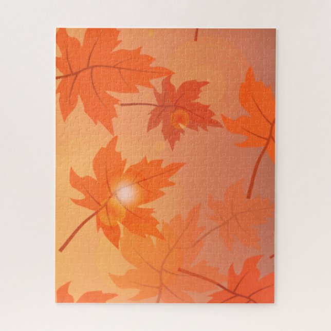 Autumn design with maple leaves and bokeh effect   jigsaw puzzle (Vertical)