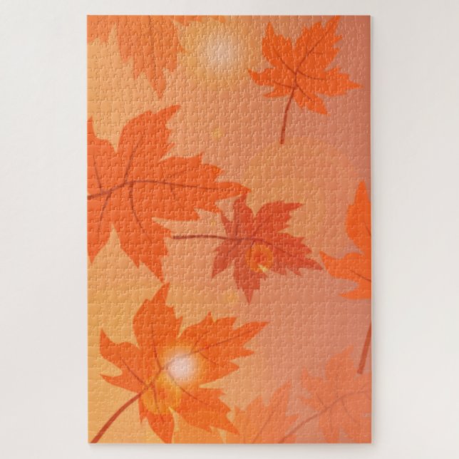 Autumn design with maple leaves and bokeh effect   jigsaw puzzle (Vertical)