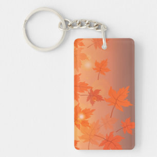 Autumn design with maple leaves and bokeh effect key ring