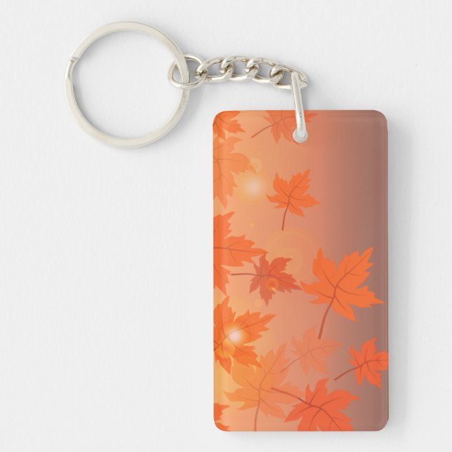 Autumn design with maple leaves and bokeh effect   key ring (Front)