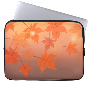 Autumn design with maple leaves and bokeh effect laptop sleeve