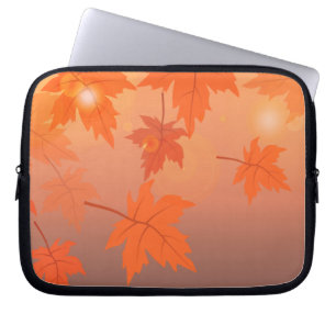 Autumn design with maple leaves and bokeh effect laptop sleeve