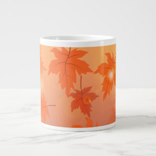 Autumn design with maple leaves and bokeh effect large coffee mug