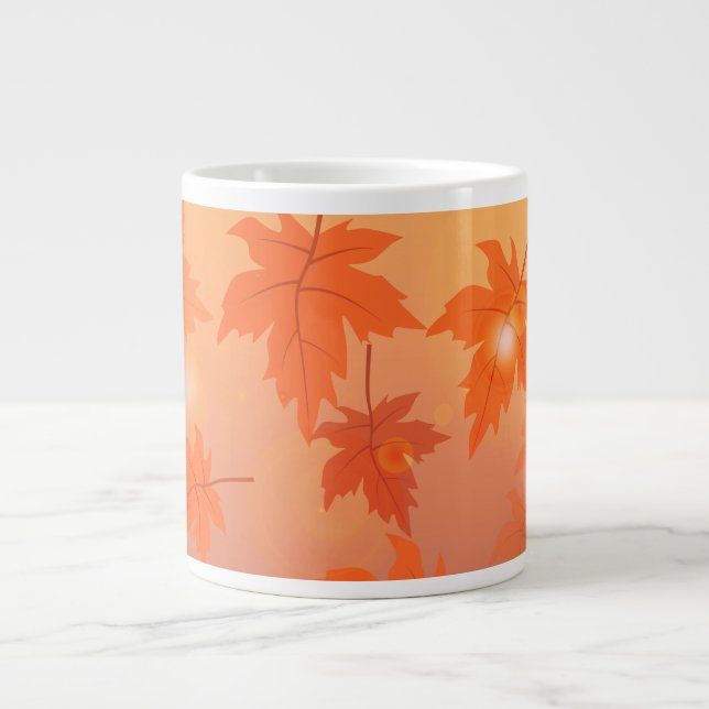 Autumn design with maple leaves and bokeh effect  large coffee mug (Front)