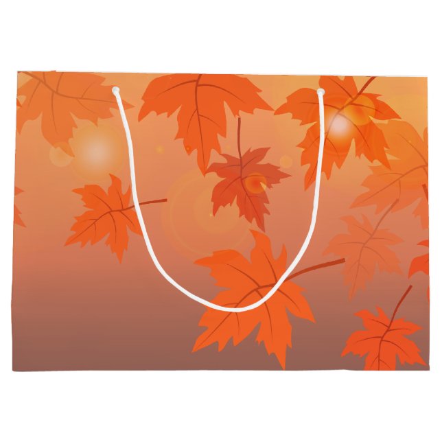 Autumn design with maple leaves and bokeh effect   large gift bag (Back)