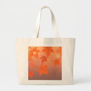 Autumn design with maple leaves and bokeh effect large tote bag