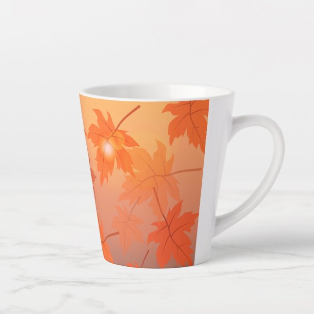 Autumn design with maple leaves and bokeh effect  latte mug (Right)
