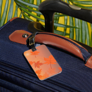 Autumn design with maple leaves and bokeh effect luggage tag
