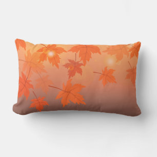 Autumn design with maple leaves and bokeh effect  lumbar cushion