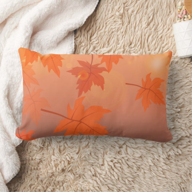 Autumn design with maple leaves and bokeh effect   lumbar cushion (Blanket)
