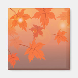 Autumn design with maple leaves and bokeh effect magnet