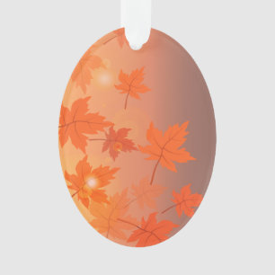 Autumn design with maple leaves and bokeh effect   ornament
