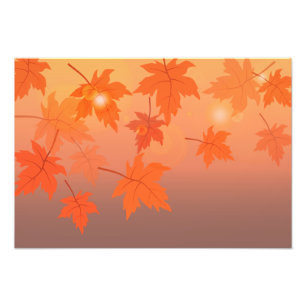 Autumn design with maple leaves and bokeh effect photo print