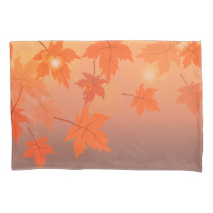 Autumn design with maple leaves and bokeh effect  pillowcase