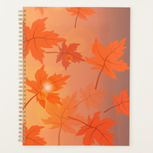 Autumn design with maple leaves and bokeh effect planner