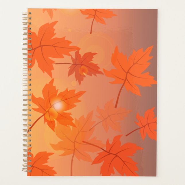 Autumn design with maple leaves and bokeh effect   planner (Front)