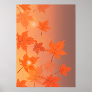 Autumn design with maple leaves and bokeh effect poster
