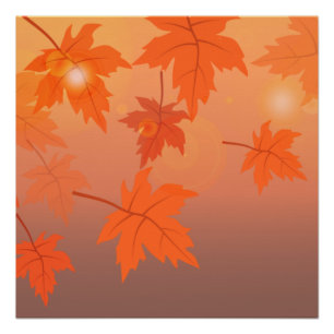 Autumn design with maple leaves and bokeh effect   poster