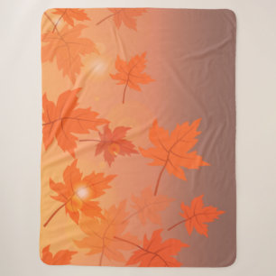 Autumn design with maple leaves and bokeh effect sherpa blanket