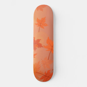 Autumn design with maple leaves and bokeh effect skateboard