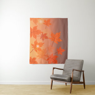Autumn design with maple leaves and bokeh effect tapestry