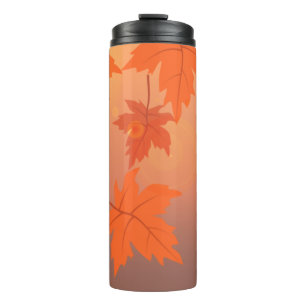 Autumn design with maple leaves and bokeh effect thermal tumbler