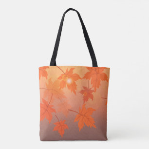 Autumn design with maple leaves and bokeh effect tote bag