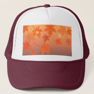 Autumn design with maple leaves and bokeh effect trucker hat