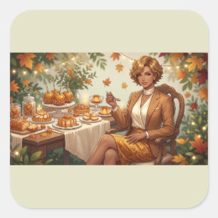 Autumn Dessert Table – Cosy Caramel & Sweet Season Square Sticker