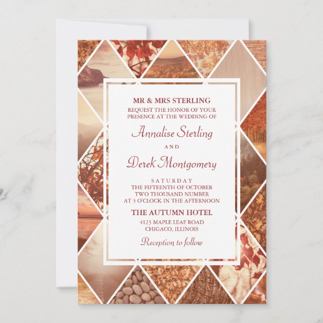 Autumn Diamonds | Fall Wedding Invitation (Front)