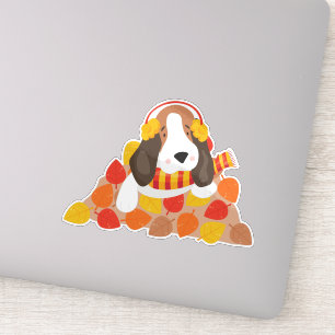 Autumn Dog, Cute Dog, Basset Hound, Autumn Leaves