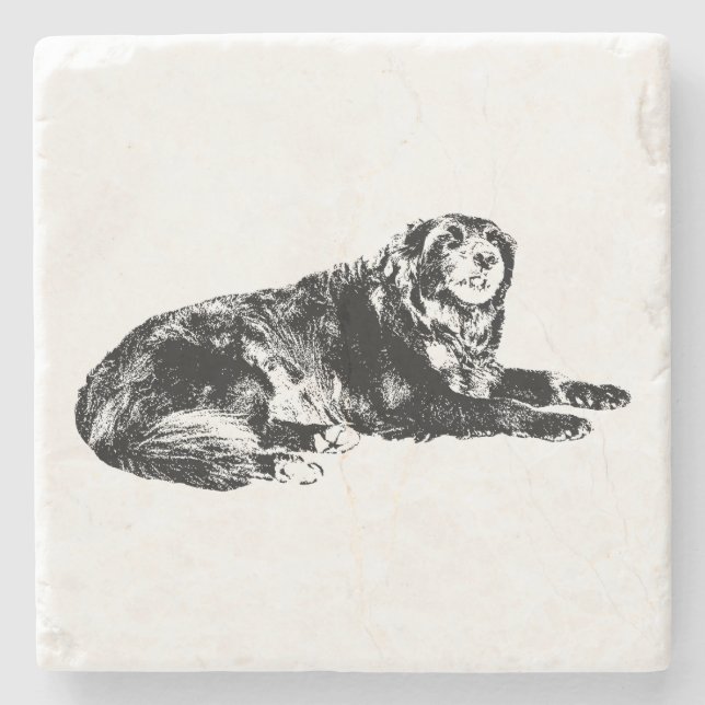 Autumn Dog Outline Coaster Accent (Front)