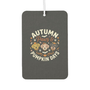 Autumn Dog Pumpkin Paws Car Air Freshener