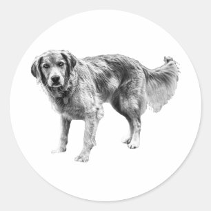 Autumn Dog Sticker in Black and White