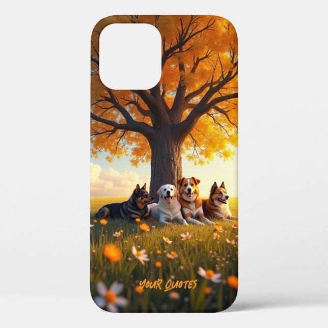 Autumn Dogs Resting Under Big Tree Case-Mate iPhone Case (Back)