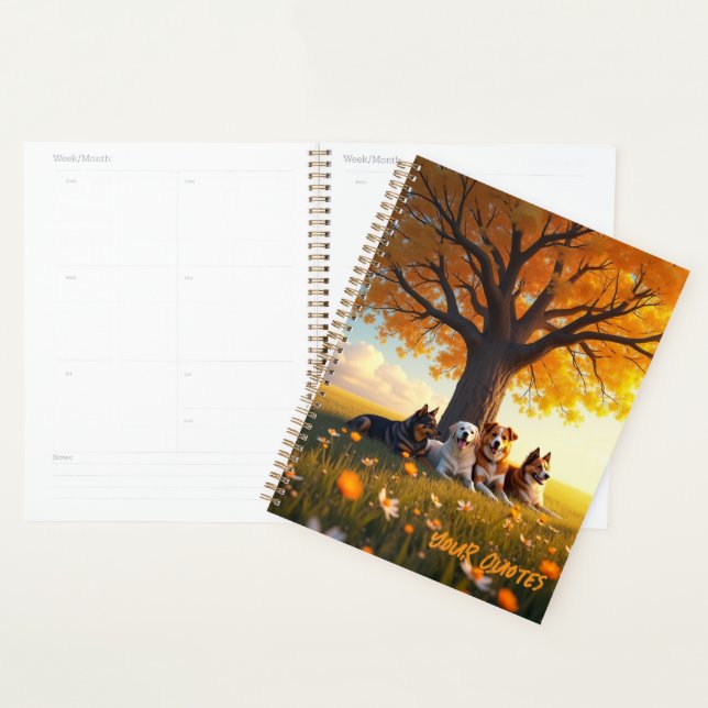 Autumn Dogs Resting Under Big Tree Planner (Display)