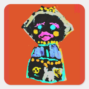 Autumn doll square sticker