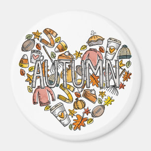 Autumn Doodle Heart Magnet