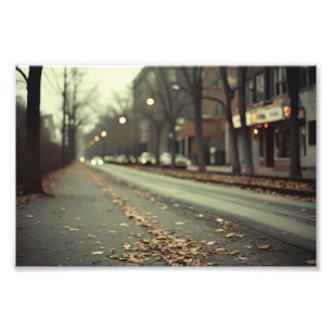 Autumn downtown road design photo print