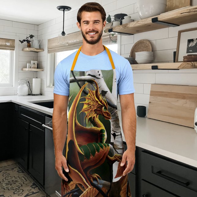 Autumn Dragon Orange Green Fantasy Apron (Creator Uploaded)