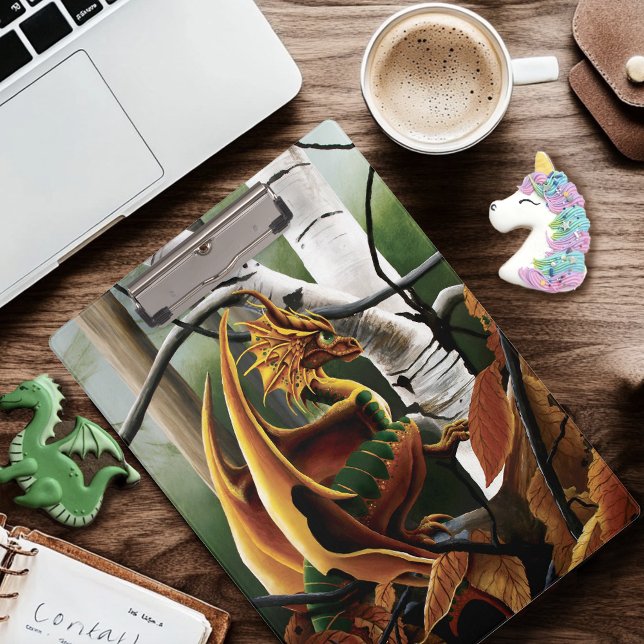 Autumn Dragon Orange Green Fantasy  Clipboard (Creator Uploaded)