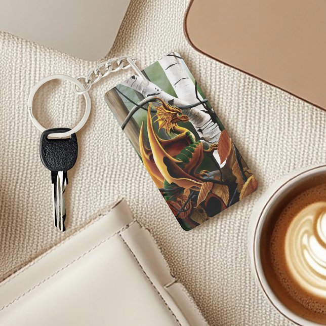 Autumn Dragon Orange Green Fantasy Key Ring (Creator Uploaded)