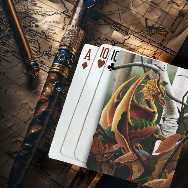 Autumn Dragon Orange Green Fantasy Playing Cards (Creator Uploaded)
